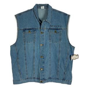 Friends Denim Blue Jean Vest “You’re My Lobster!” Graphic Back Women’s Large